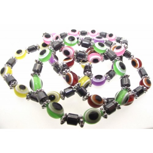 Colourful Evil Eye and Hematite Bead Bracelet